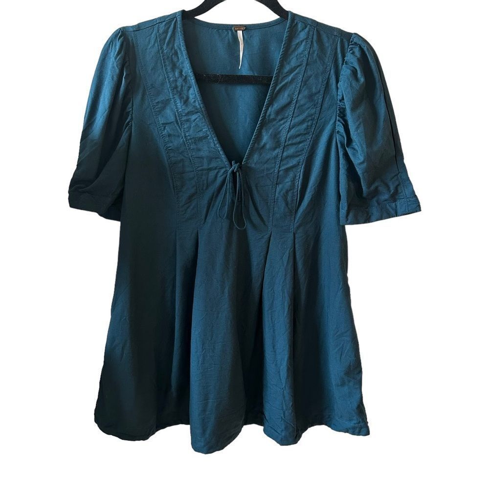 FREE PEOPLE Baby Doll Loose Flare Mini Dress blue XS
